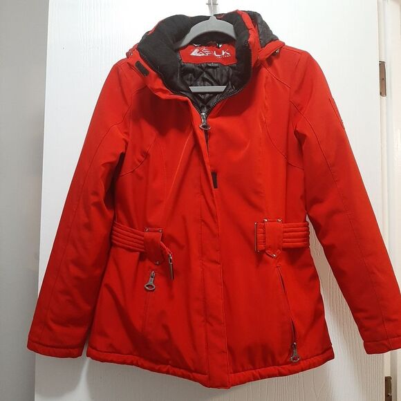 Zxblk Red Winter Padded Zip Up Hoodie Coat Small - Picture 1 of 14